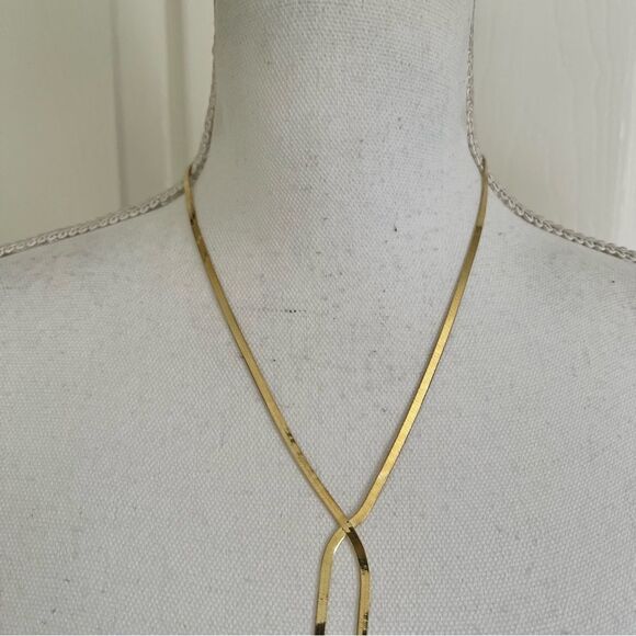 Argento Vivo Flat Gold-Plated Silver Necklace NEW - Picture 3 of 5